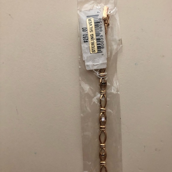 This Silver Gold plated Bracelet with diamond and sapphire accents is Beautiful. - Picture 9 of 12